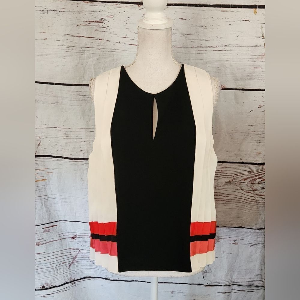 Sachin & Babi Noir Pleated Side Sleeveless Top Size 12